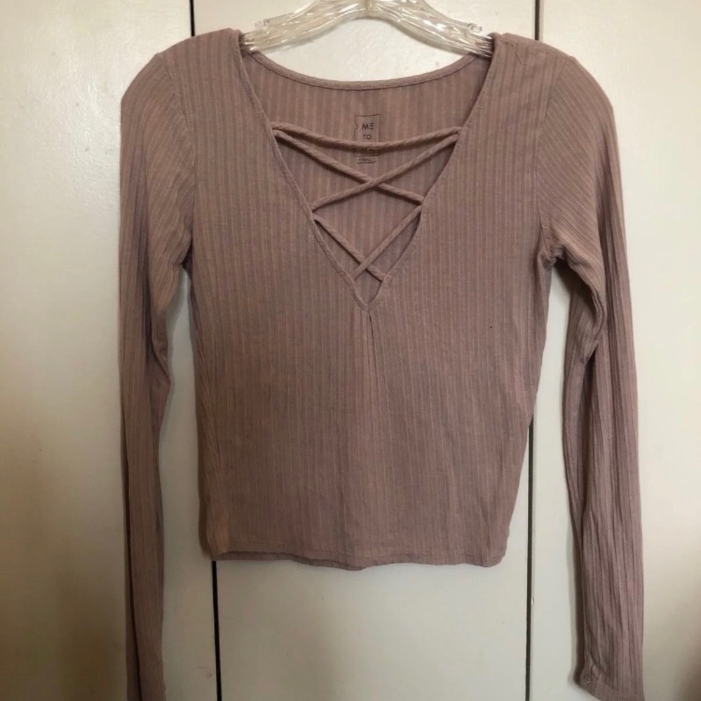 Me To We Lace Up Long Sleeve Top